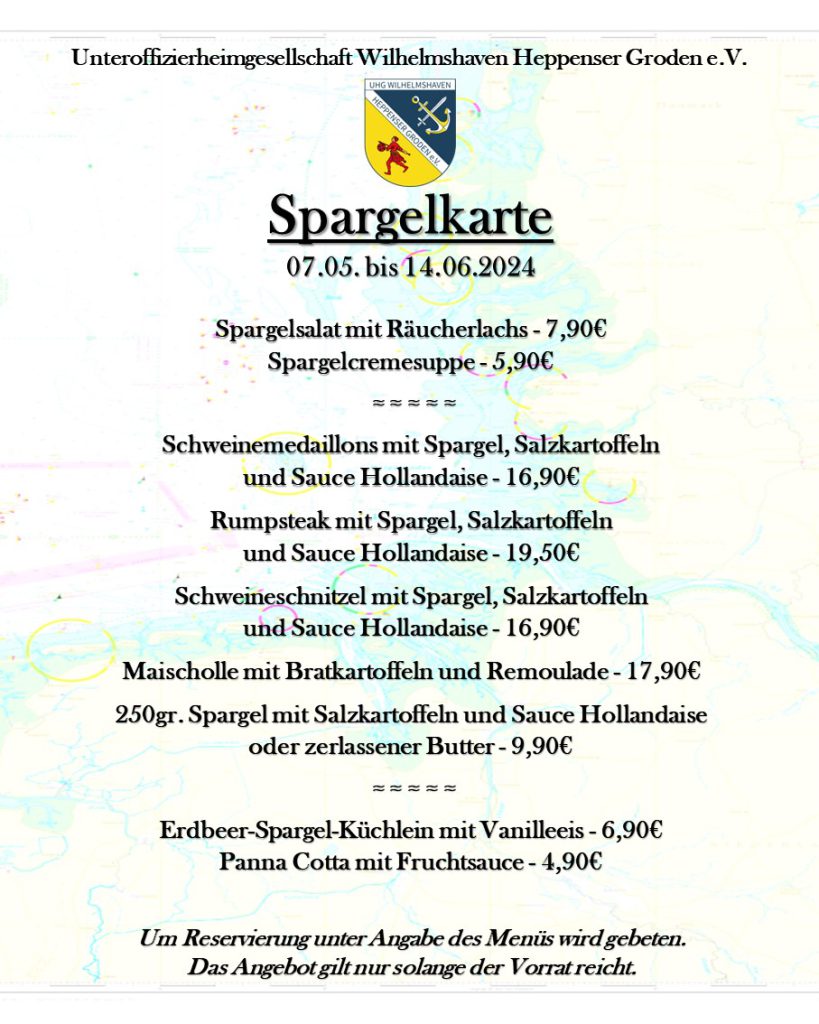 UHG Wilhelmshaven Spargelkarte 2024