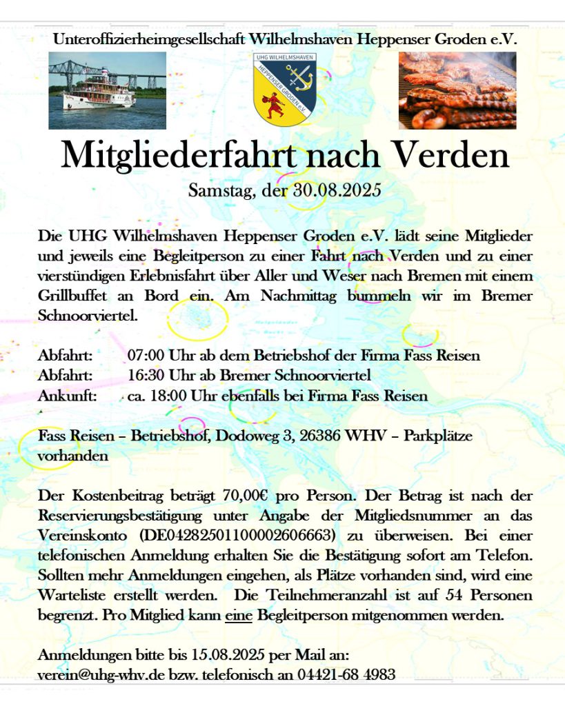 UHG Wilhelmshaven Mitgliederfahrt nach Verden und Bremen am 30.08.2025