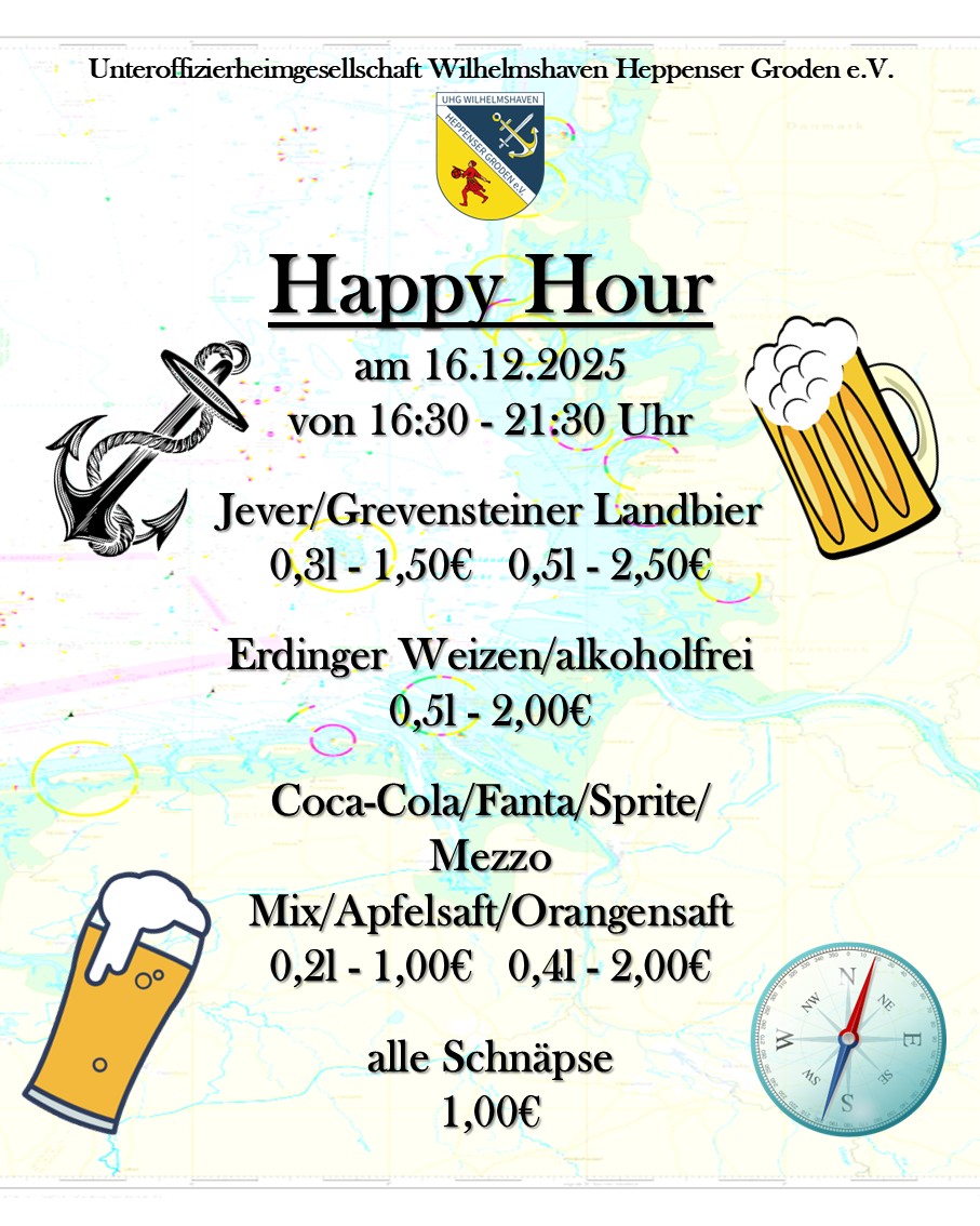 UHG Wilhelmshaven – Happy Hour am 16.12.2025 UHG Wilhelmshaven - Happy Hour am 16.12.2025