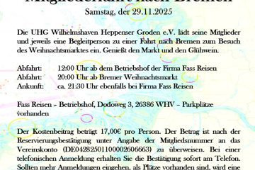 UHG Wilhelmshaven Mitgliederfahrt nach Bremen am 29.11.2025