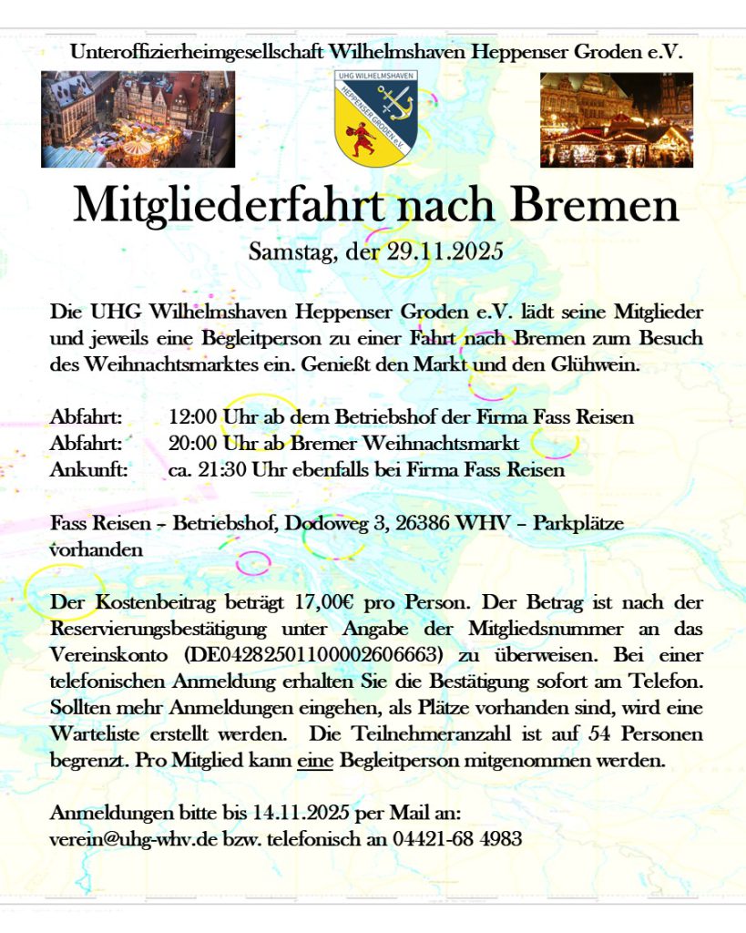 UHG Wilhelmshaven Mitgliederfahrt nach Bremen am 29.11.2025