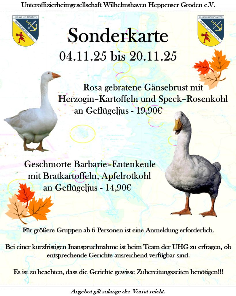 UHG Wilhelmshaven Sonderkarte 2025-11