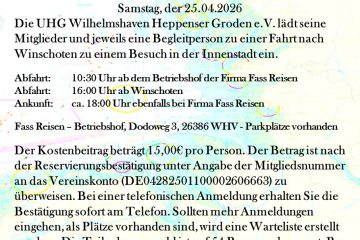 UHG Wilhelmshaven Mitgliederfahrt nach Winschoten am 25.04.2026