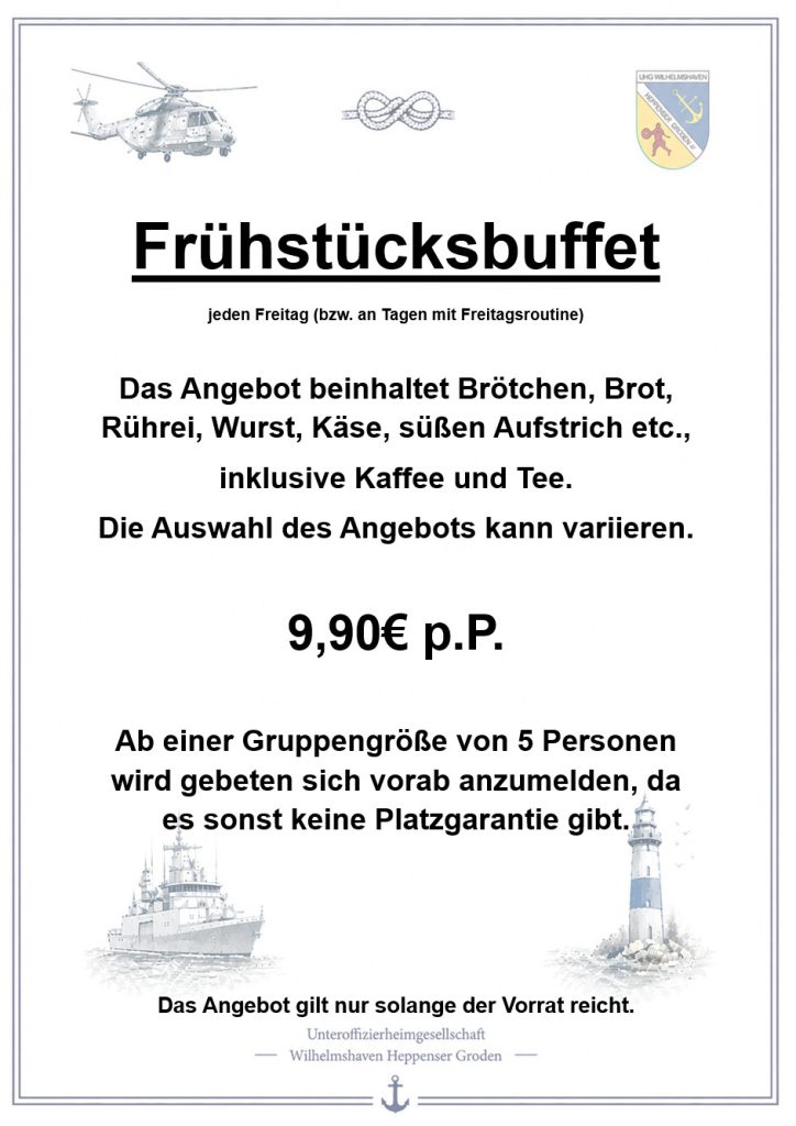 UHG Wilhelmshaven Frühstücksbuffet 20260518