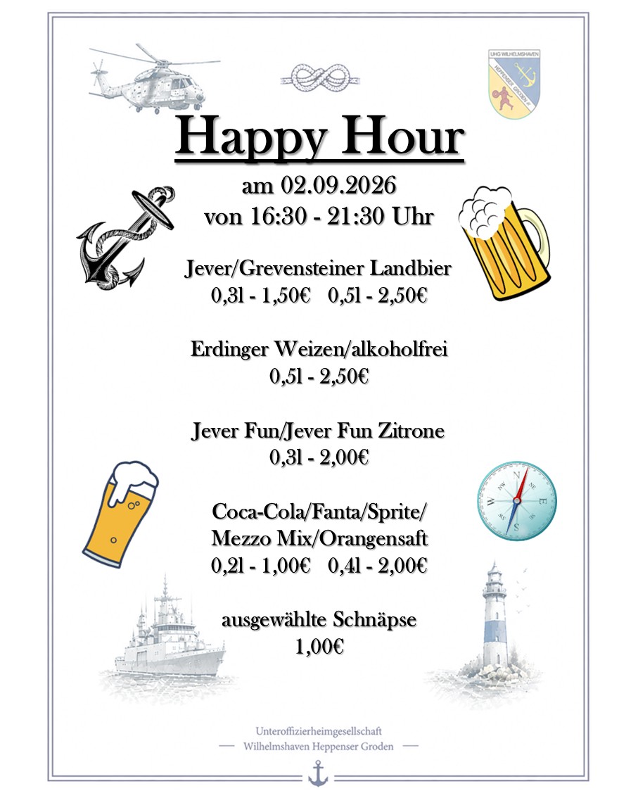 UHG Wilhelmshaven - Happy Hour am 02.09.2026