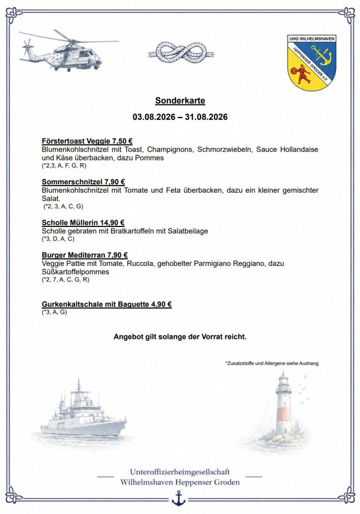 UHG Wilhelmshaven Sonderkarte